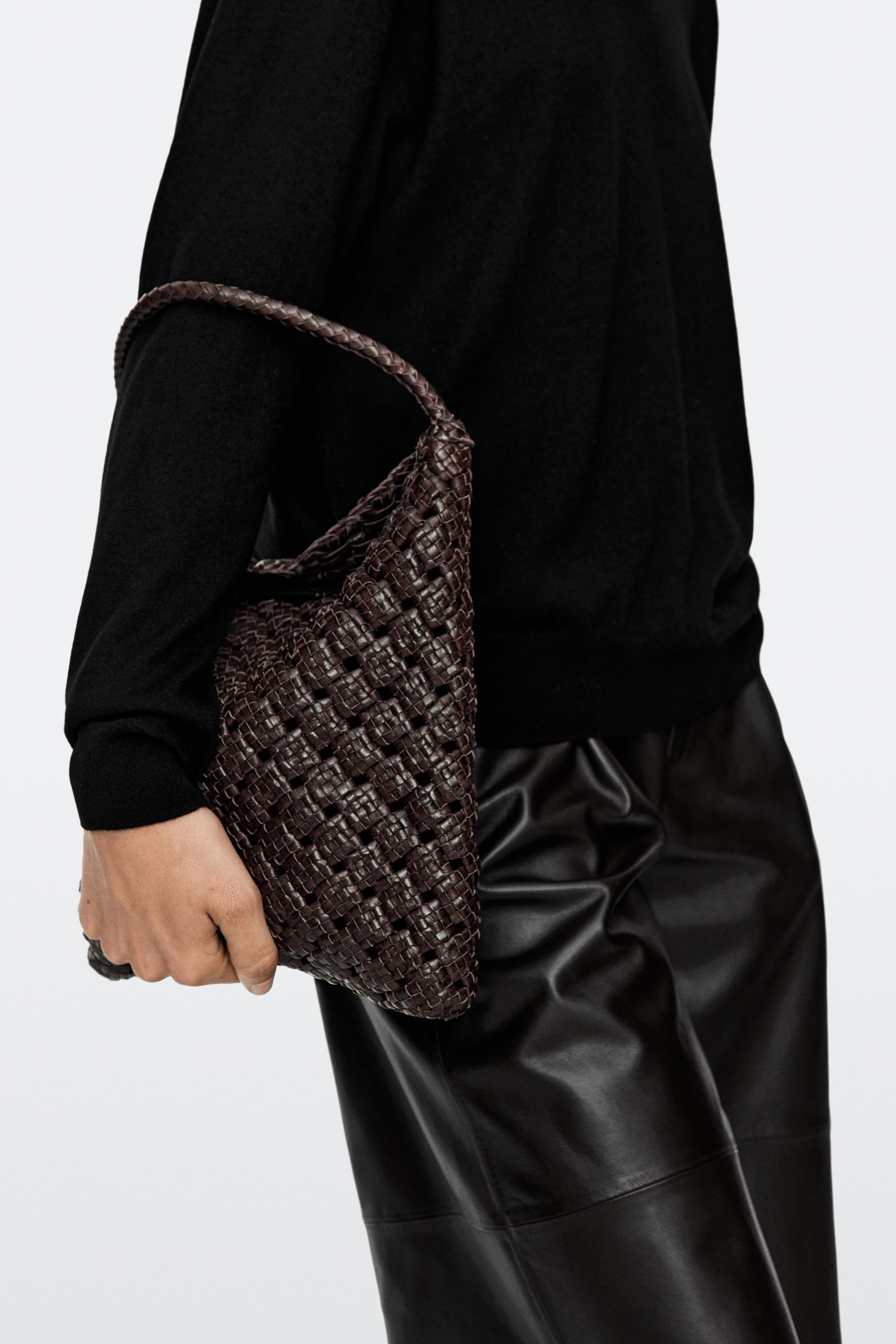 Sac moyen tressé en cuir nappa